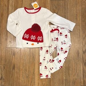 Gymboree Festive Snowman Pajama Set - White and Red